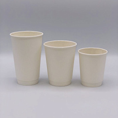 Стакан бумажный для горячих напитков 350 мл двухслойный белый