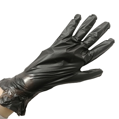 Перчатки  черные, неопудр эластомер L 100шт/упак