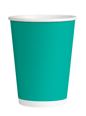 Бумажный одноразовый стакан для горячих напитков SP12/350 мл бирюзовый (50/20/1000)