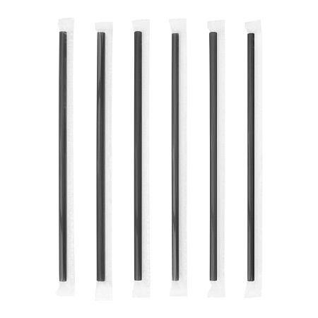 Трубочка, 8*240 мм, прямая, черная, в индивидуальной пп-упаковке, 250 шт/уп, AVIORA
